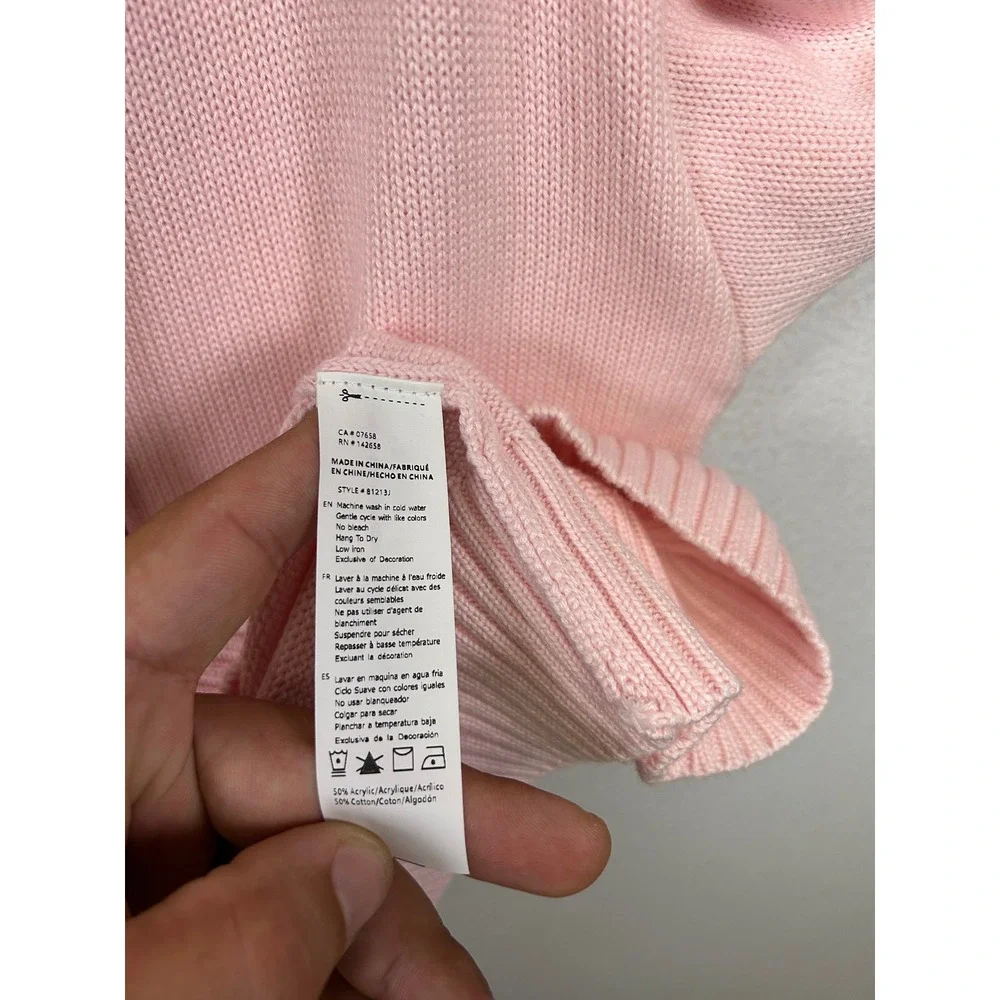 Arden B. Cowgirlcore Western Womens Medium Pink Cowboy Boot Graphic Knit Sweater - Picture 7 of 9